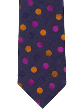 Navy blue, Orange and Fuchsia pink Dots patterned design